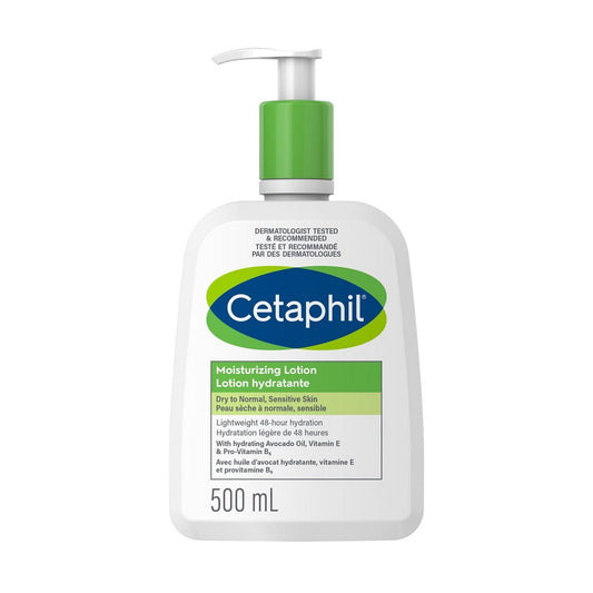Product label for Cetaphil Moisturizing Lotion (500 mL) 