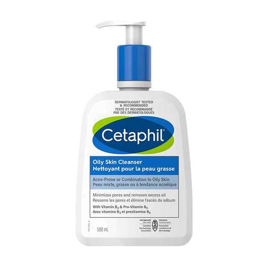 Product label for Cetaphil Oily Skin Cleanser (500 mL)