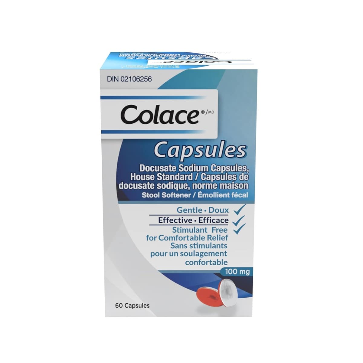 Box of Colace Capsules on a white background