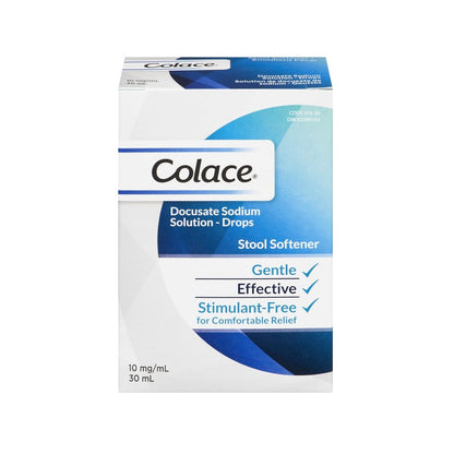 Product label for Colace Docusate Sodium Stool Softener Drops (10 mg  mL) (30 mL) in English