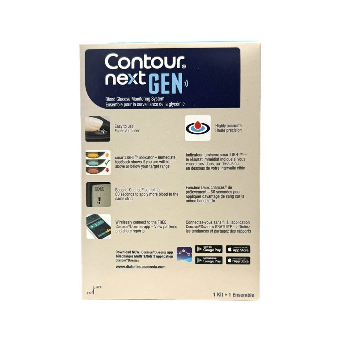 Features for Contour Next Gen Blood Glucose Monitoring System