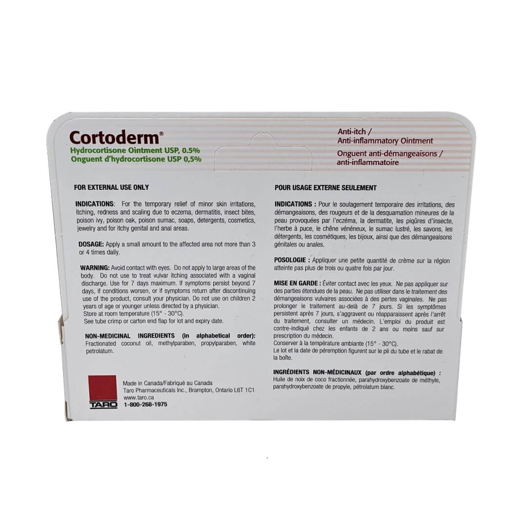 Indications, ingredients, dosage for Taro Cortoderm Hydrocortisone Ointment 0.5% 