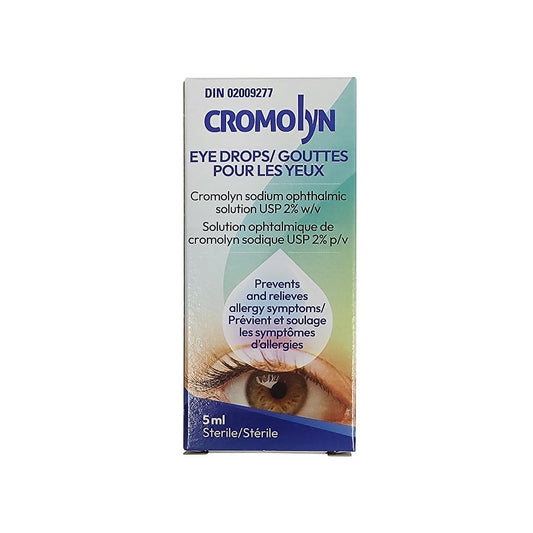 Product label for Cromolyn Eye Drops (5 mL)
