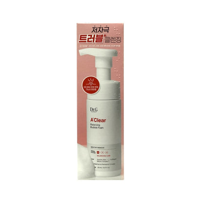 Product label for Dr.G A'Clear Balancing Bubble Foam (150 mL)
