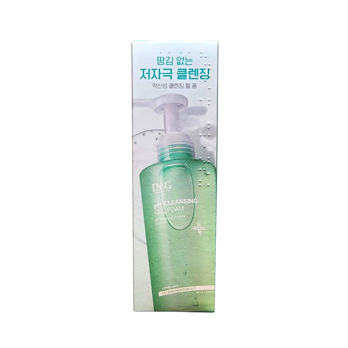 Product label for Dr.G pH Cleansing Gel Foam (200 mL)