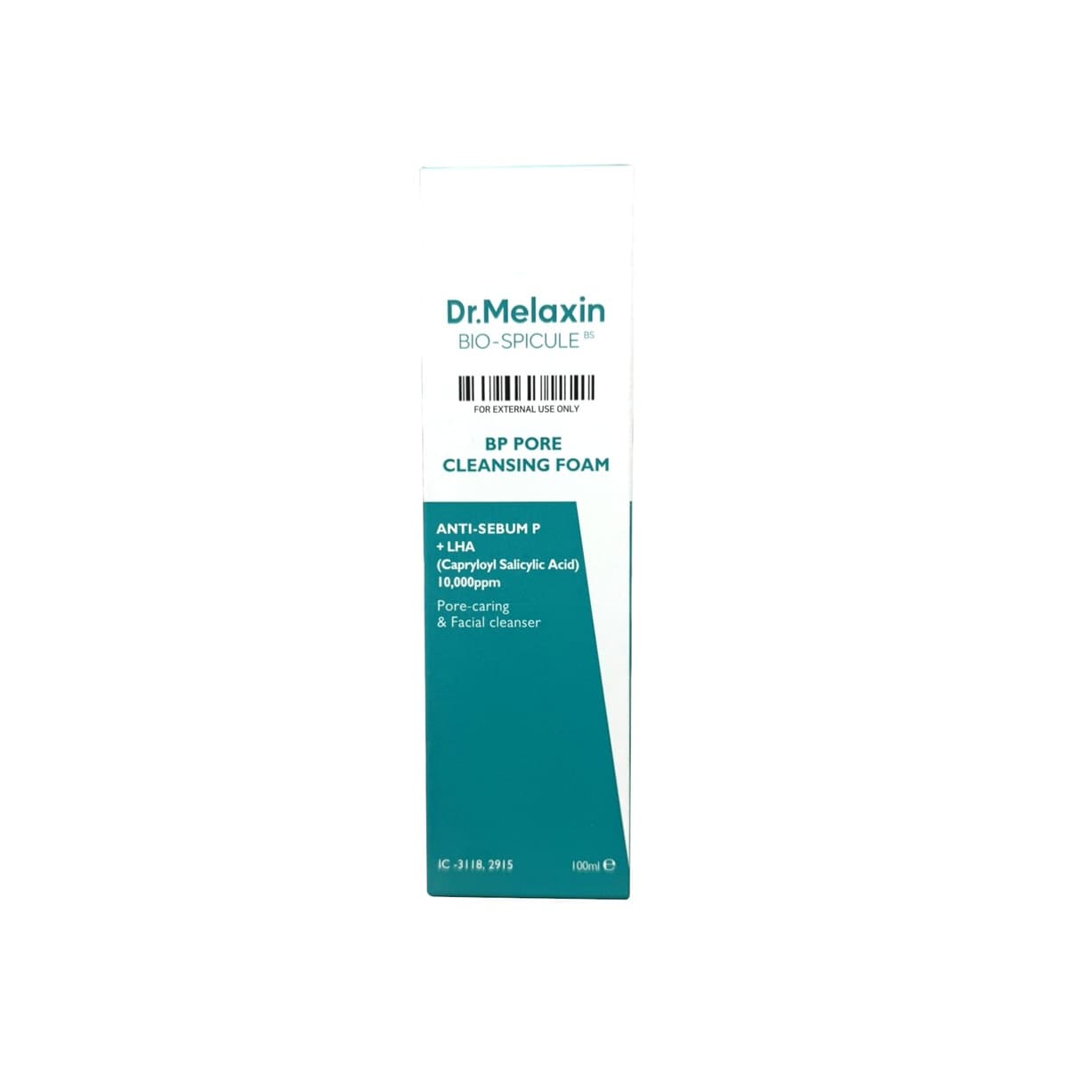 Product label for Dr. Melaxin Bio-Spicule BP Pore Cleansing Foam (100 mL)
