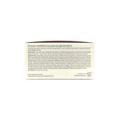 Description, directions, ingredients for Dr. Melaxin Cemenrete Calcium Volume Eye Patch (60 count)