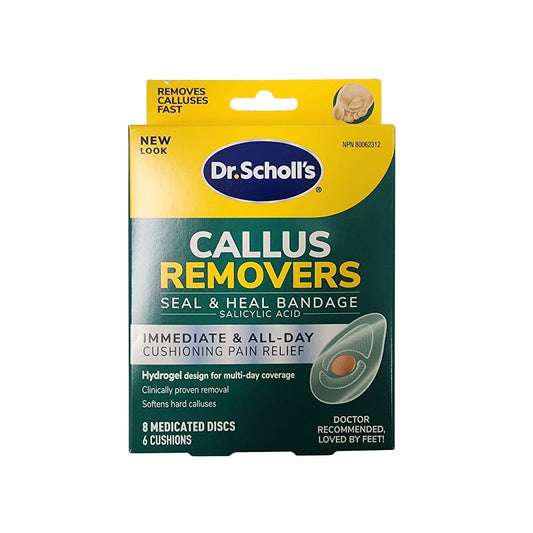 Product label for Dr. Scholl's Callus Removers (6 cushions) English