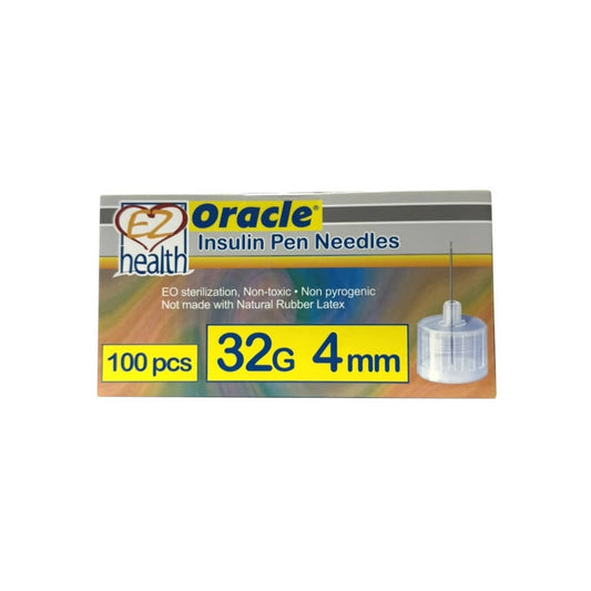 Product Label for EZ Health Oracle Insulin Pen Needles 32G 4mm (100 count) in English