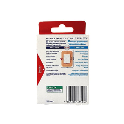 Description and features for Elastoplast Flexible XXL Fabric Bandages (6 x 9 cm) (5 bandages)