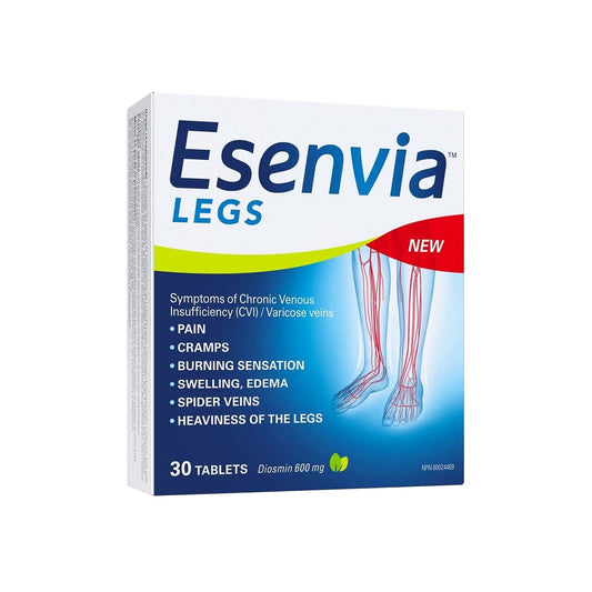 Product label for Esenvia Legs (30 tablets) in English