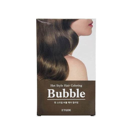 Product label for Etude House Hot Style Bubble Hair Coloring (7GR Khaki Brown)
