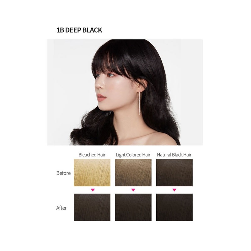 Colour swatch for Etude House Hot Style Bubble Hair Coloring (1B Deep Black)