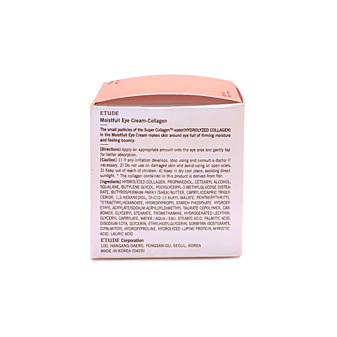 Description, directions, cautions, ingredients for Etude House Moistfull Collagen Eye Cream (28 mL) in English