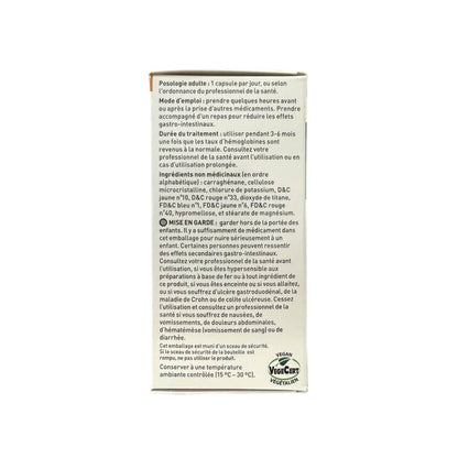 Dose, directions, ingredients, and warnings for FeraMAX 150 Hematinic Polysaccharide-Iron Complex (100 Capsules) in French