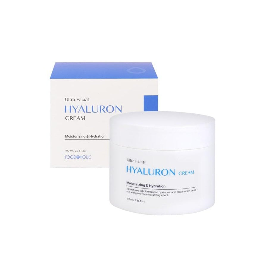 Product label for Foodaholic Ultra Facial Hyaluron Cream (100 mL)