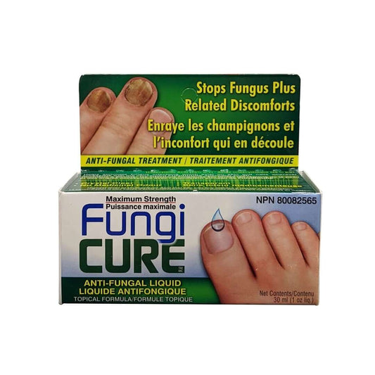 Product label for Fungi Cure Anti-Fungal Liquid Maximum Strength (30 mL)