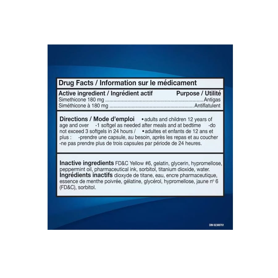 Ingredients, directions, ingredients Gas-X Ultra Strength Softgels Simethicone 180 mg (27 softgels)