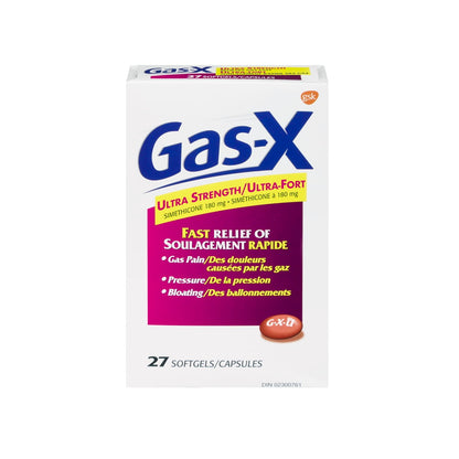 Box for Gas-X Ultra Strength Softgels Simethicone 180 mg (27 softgels)