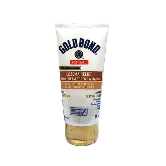 Product label for Gold Bond Eczema Relief Hand Cream (85 mL)