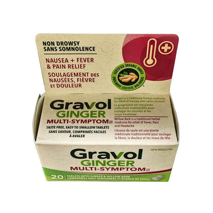 Information for Gravol Ginger Multi-Symptom Relief (20 tablets)