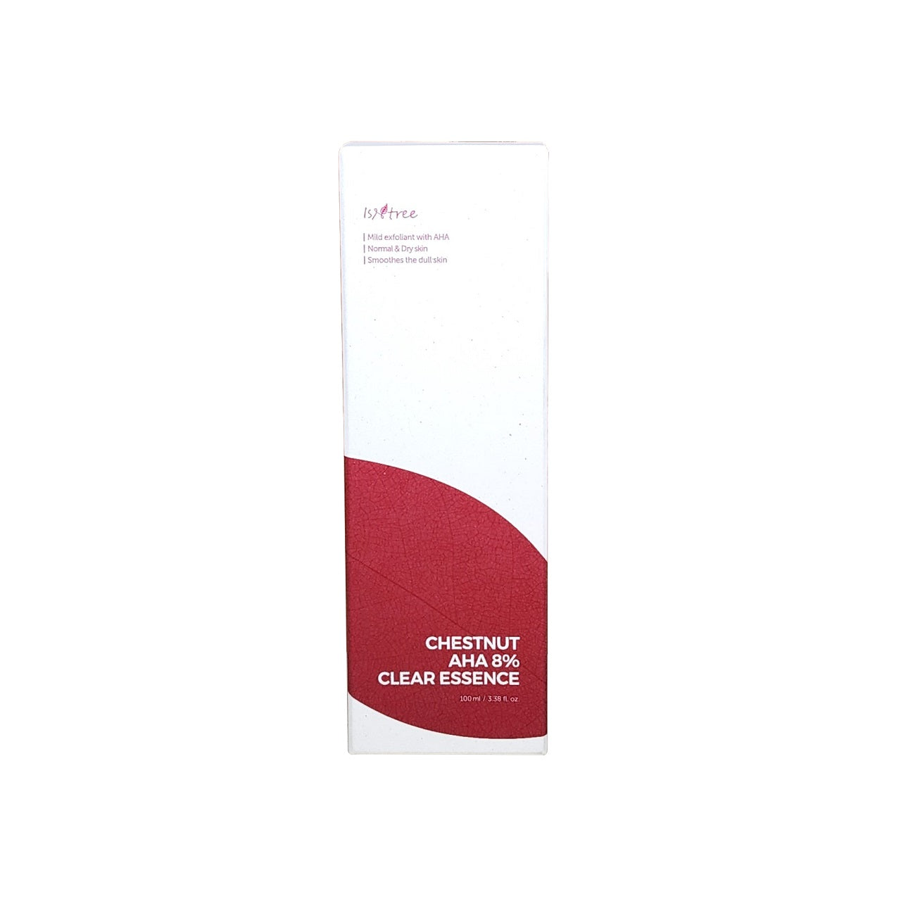 Product label for Isntree Chestnut AHA 8% Clear Essence (100 mL)