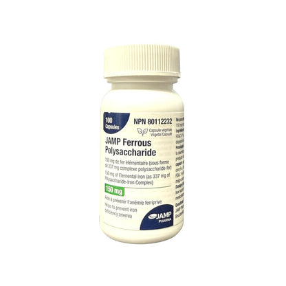 Product label for JAMP Ferrous Polysaccharide (100 Capsules)