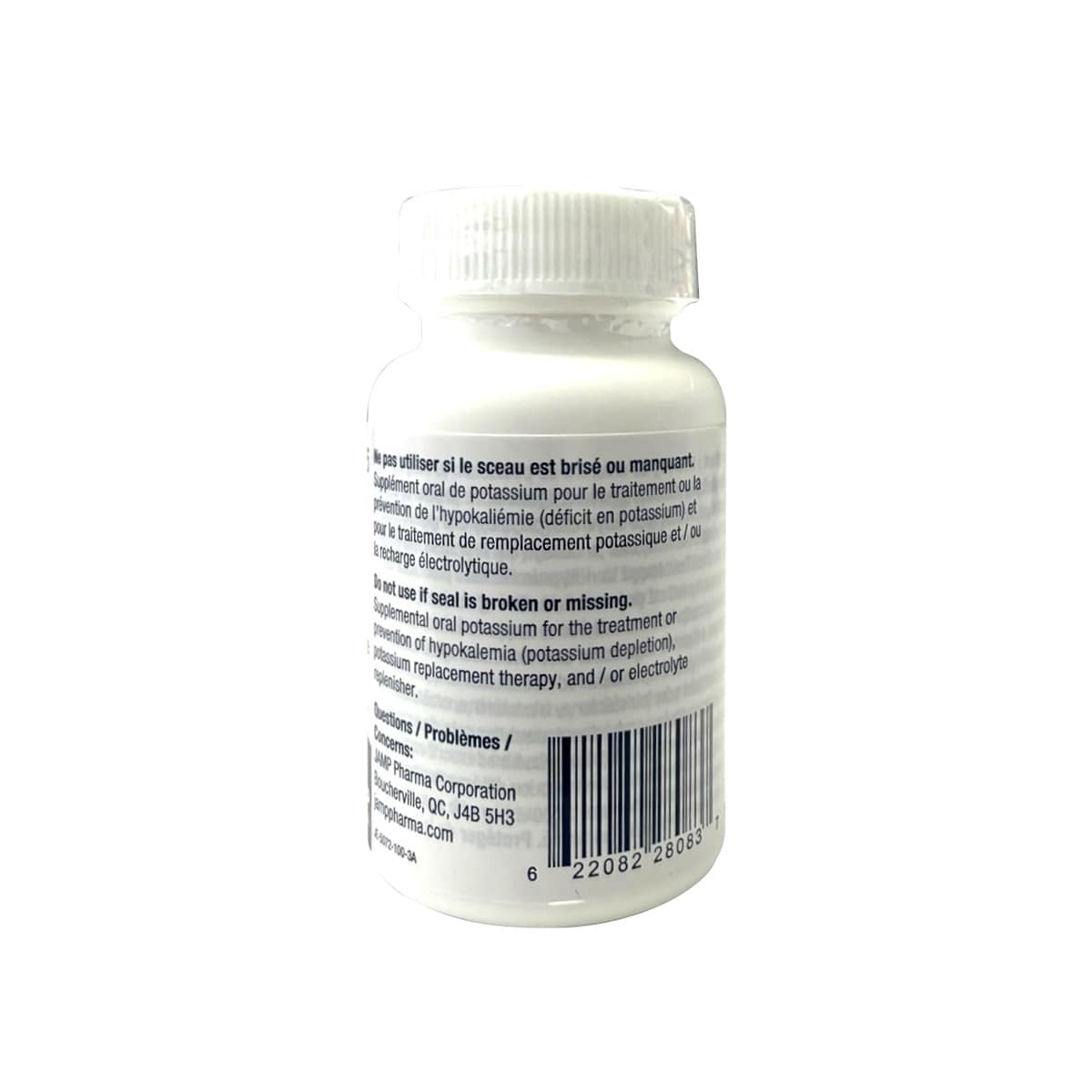 Description, ingredients, dose, cautions, and warnings for JAMP K8 Potassium Chloride 600mg (100 tablets)