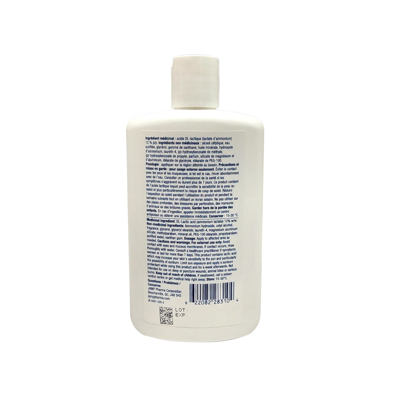 Ingredients, dosage, cautions for JAMP Lactate-Hydra Lotion 12% w/w (225 mL)