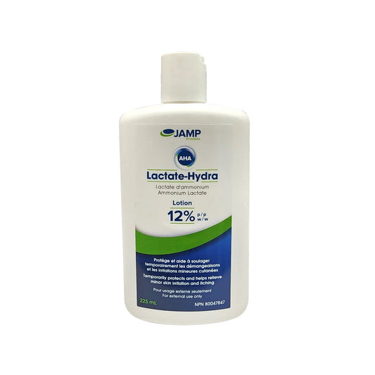 Product label for JAMP Lactate-Hydra Lotion 12% w/w (225 mL)