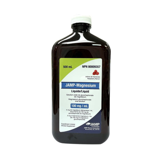 Product label for JAMP Magnesium Liquid (500 mL)
