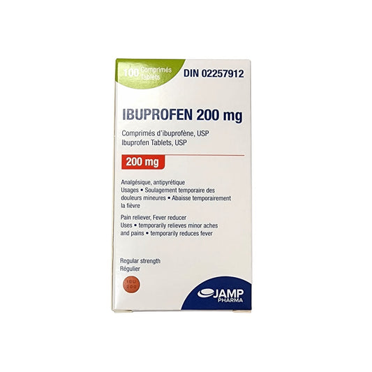Product label for JAMP Ibuprofen 200 mg (100 tablets)