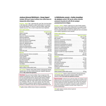Directions, ingredients, warnings for Jamieson Advanced Multivitamin with Energy Support (90 caplets)