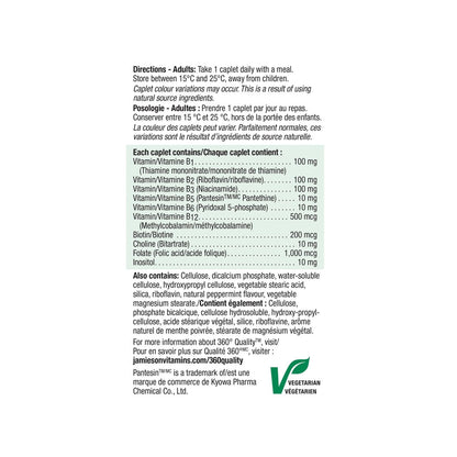 Directions, ingredients for Jamieson B100 Complex Ultra Strength Timed Release (60 caplets)