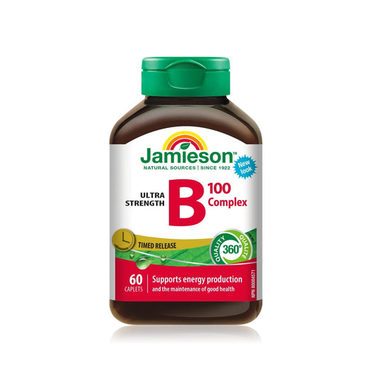 Product label for Jamieson B100 Complex Ultra Strength Timed Release (60 caplets) EN