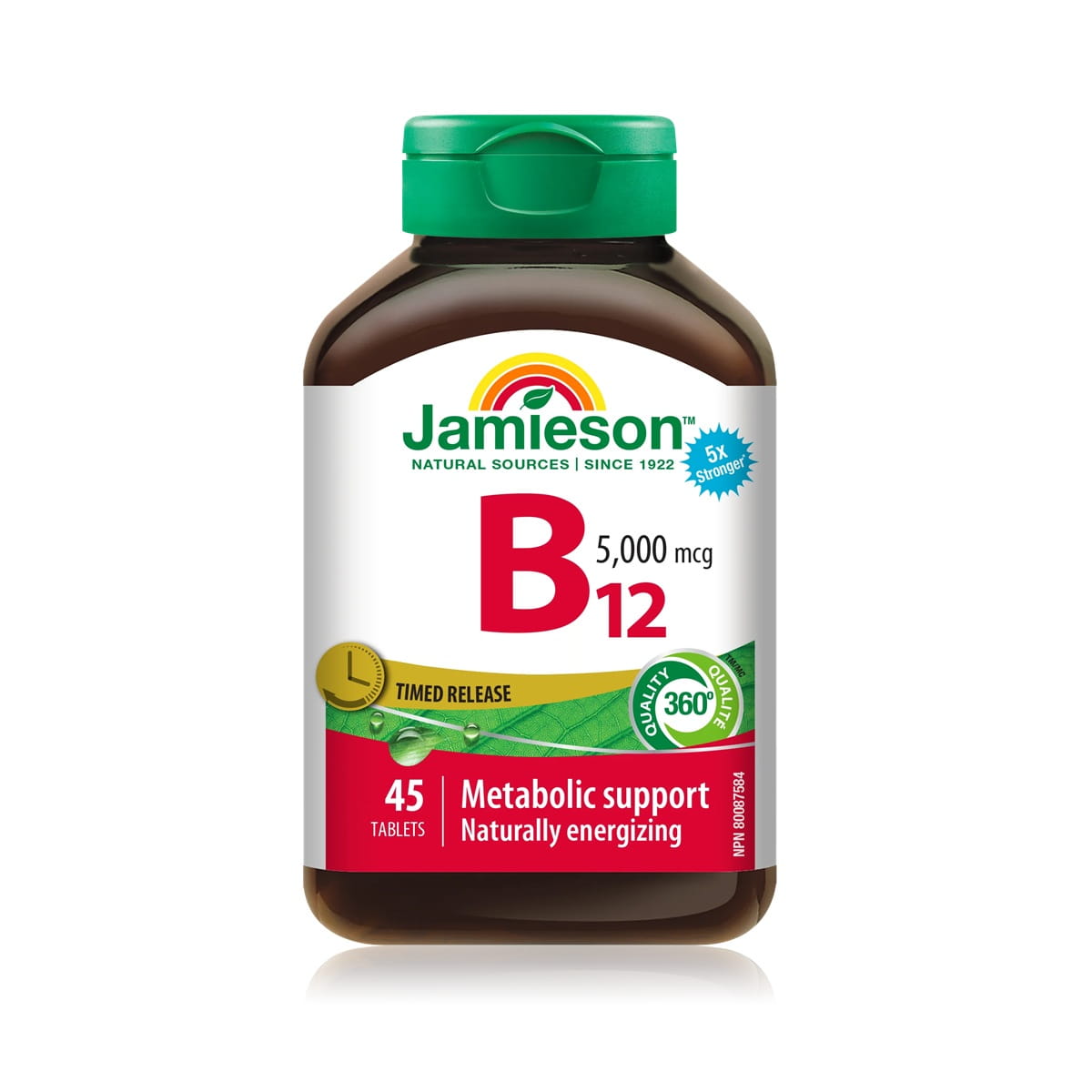 Product label for Jamieson B12 5000 mcg Timed Release (45 tablets) EN