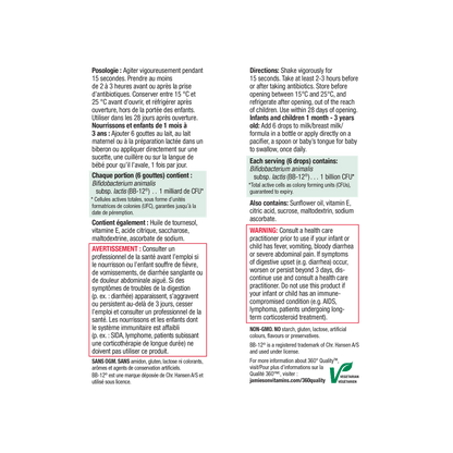 Ingredients, directions, warnings for Jamieson Baby Probiotic Drops 1 Billion CFU (8.6 mL)
