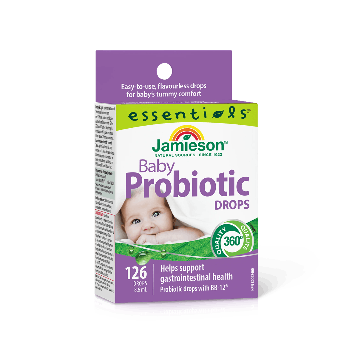 Product label for Jamieson Baby Probiotic Drops 1 Billion CFU (8.6 mL) EN