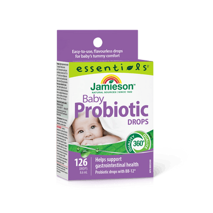 Product label for Jamieson Baby Probiotic Drops 1 Billion CFU (8.6 mL) EN