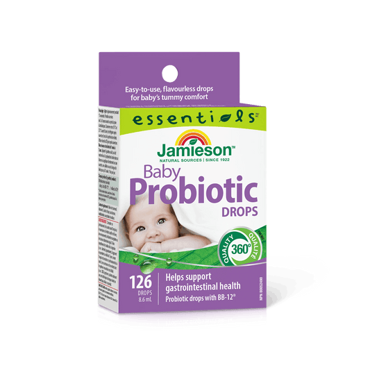 Product label for Jamieson Baby Probiotic Drops 1 Billion CFU (8.6 mL) EN