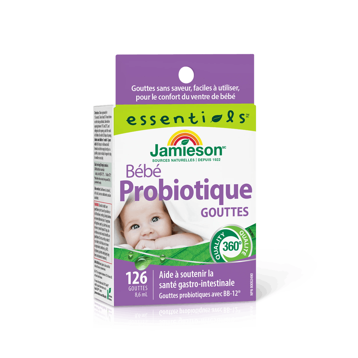 Product label for Jamieson Baby Probiotic Drops 1 Billion CFU (8.6 mL) FR