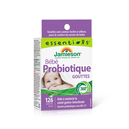 Product label for Jamieson Baby Probiotic Drops 1 Billion CFU (8.6 mL) FR