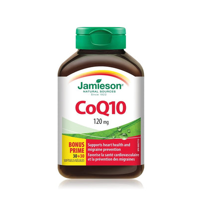 Product label for Jamieson CoQ10 120 mg (60 softgels) EN