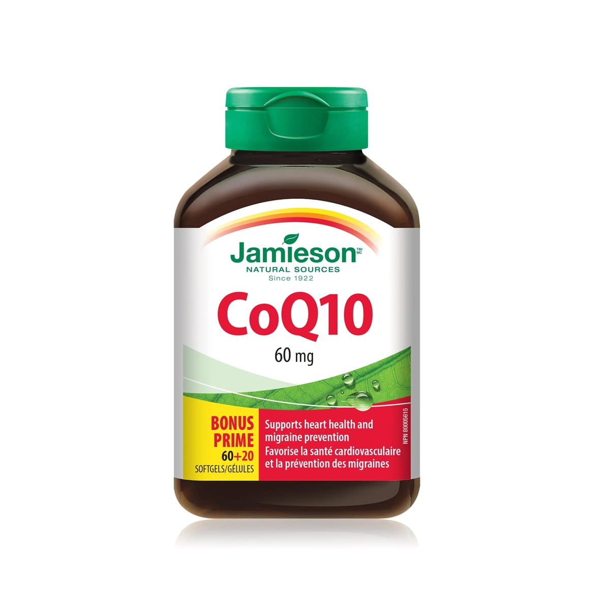Product label for Jamieson CoQ10 60 mg (80 softgels) EN