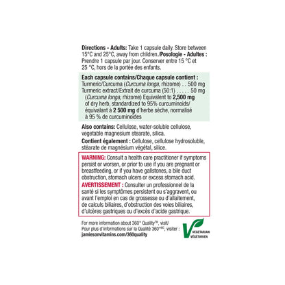 Directions, ingredients, warnings for Jamieson Curcumin Turmeric Ultra Strength (30 capsules)