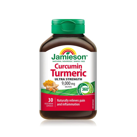 Product label for Jamieson Curcumin Turmeric Ultra Strength (30 capsules) EN