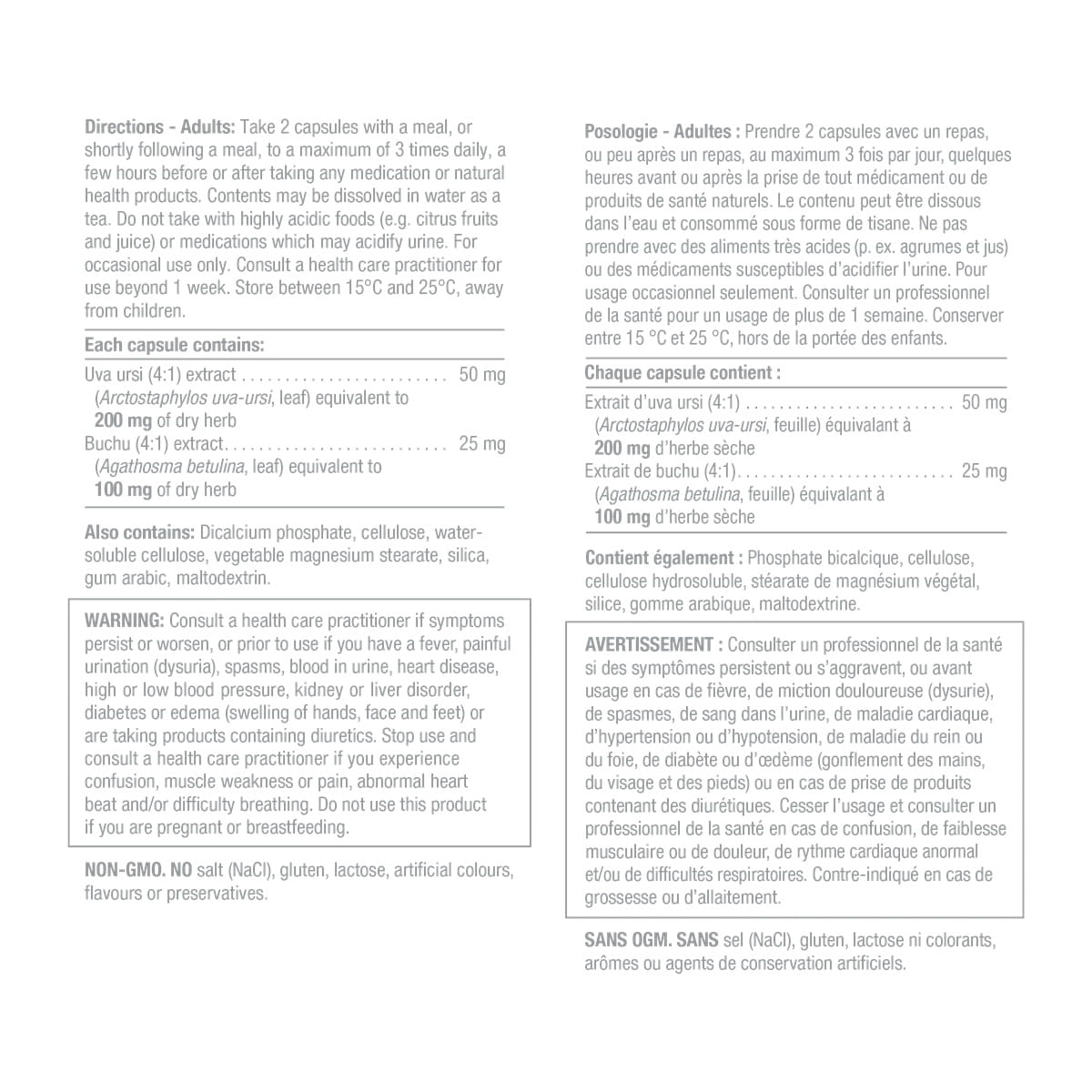 Directions, ingredients, warnings for Jamieson Diuretic Herbal Complex (60 capsules)