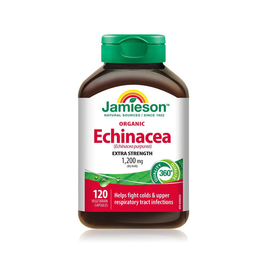 Product label for Jamieson Echinacea 1200 mg Extra Strength (120 capsules) EN