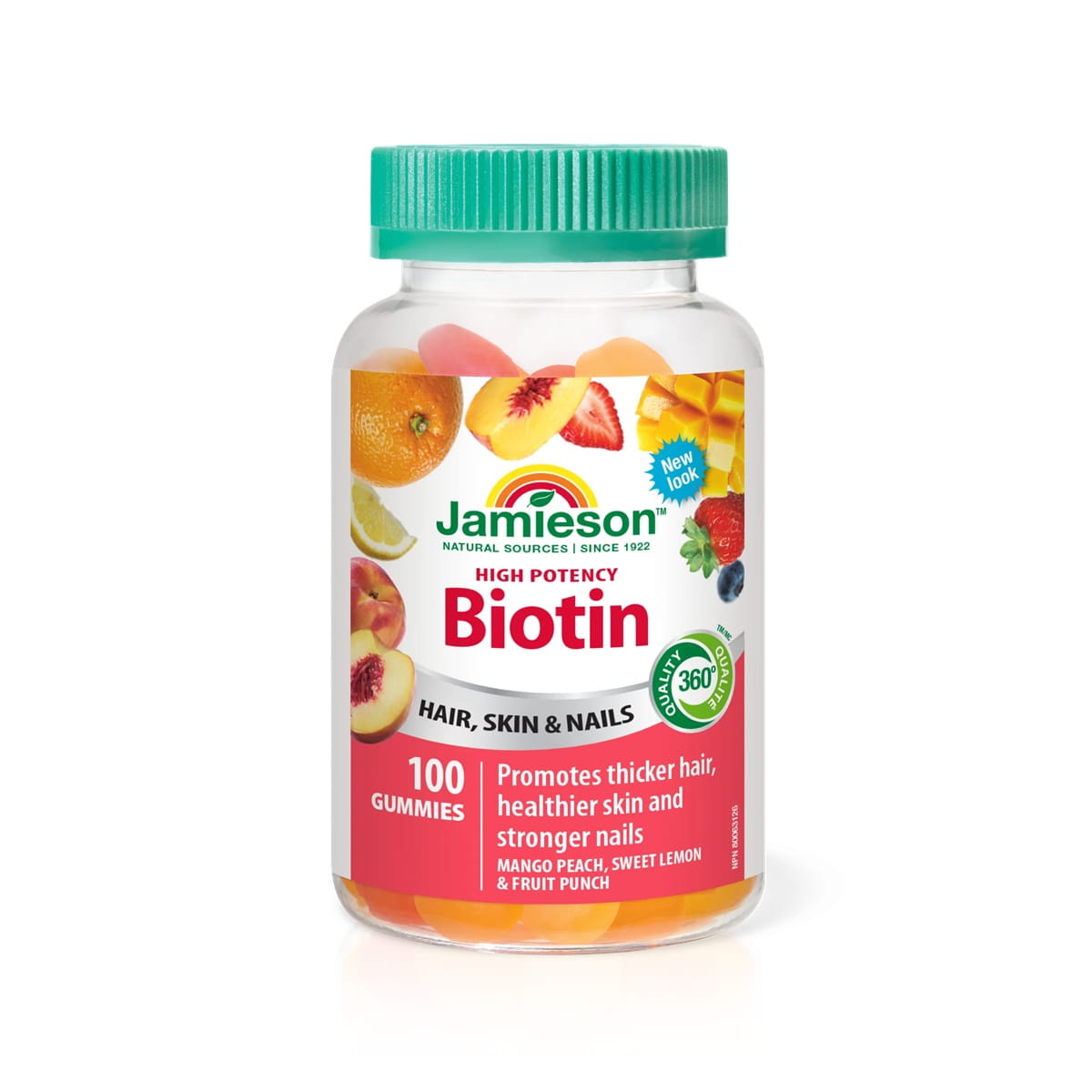 Product label for Jamieson High Potency Biotin Gummies (100 gummies) EN