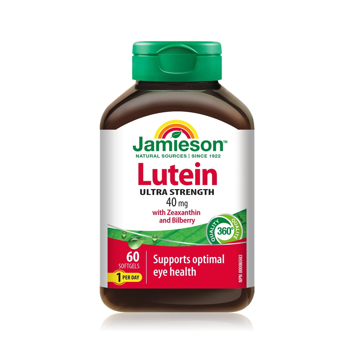 Product label for Jamieson Lutein Ultra Strength with Zeaxanthin & Bilberry (60 softgels) EN